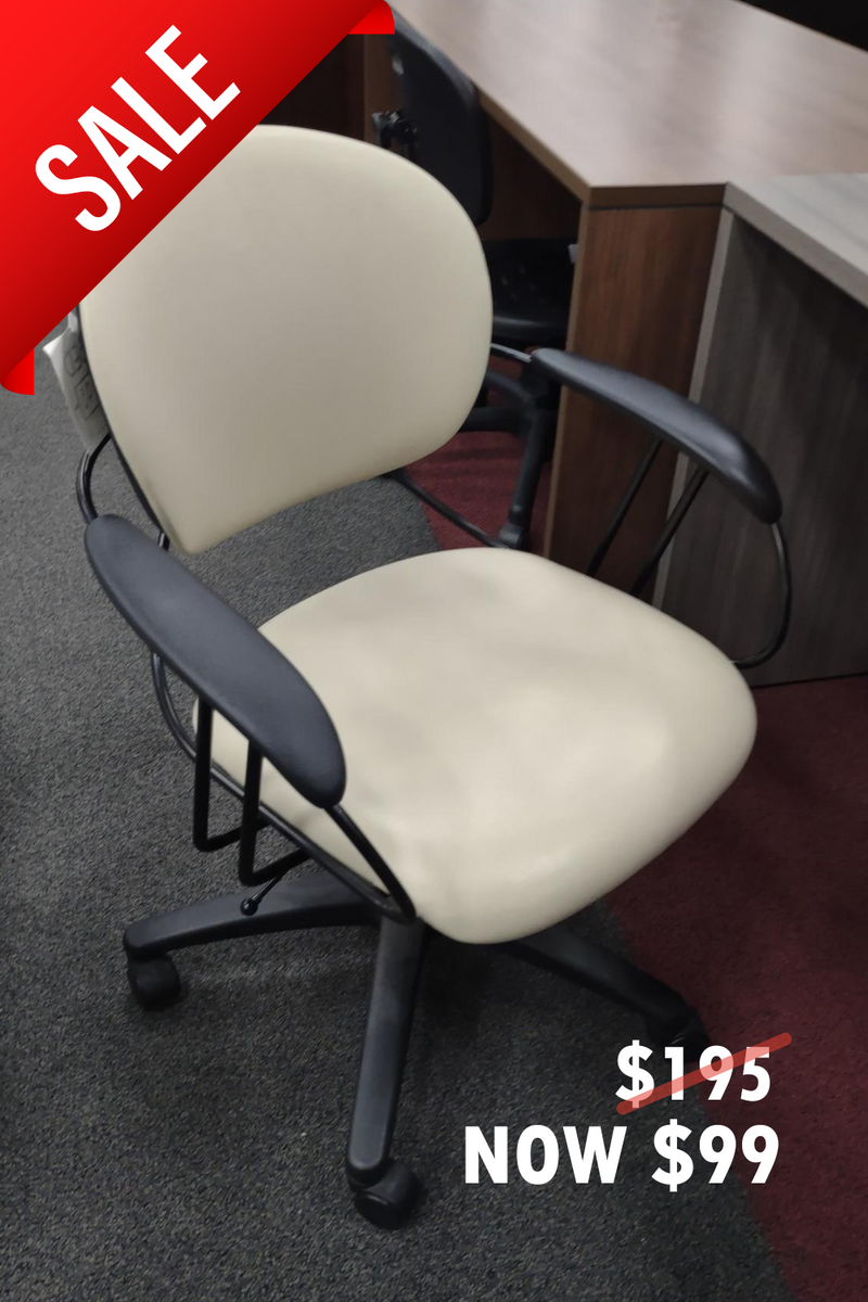 USED task Leather Chair with Fixed Arms