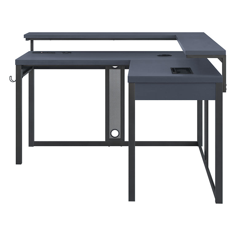 L Shaped Gaming Desk with LED Lights - Carbon Fiber - Designlab by Office Star Products