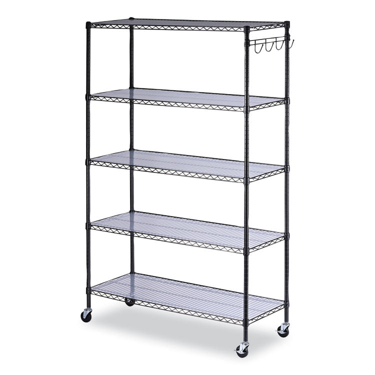 Alera 5-Shelf Wire Shelving Kit with Casters and Shelf Liners - ALESW65