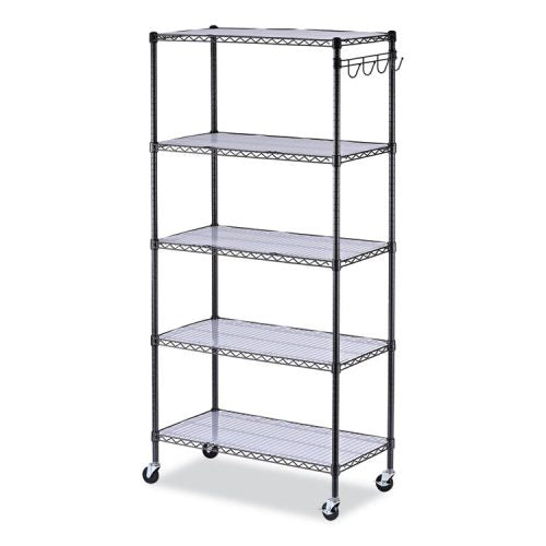 Alera 5-Shelf Wire Shelving Kit with Casters and Shelf Liners - ALESW65
