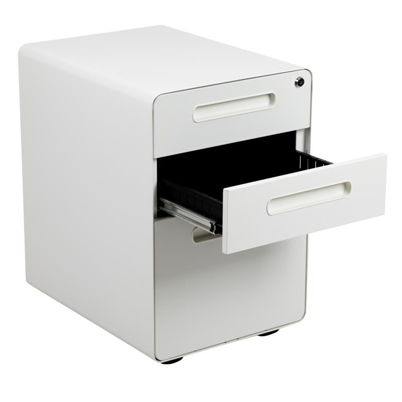 FLASH Wren Ergonomic 3-Drawer Mobile Locking Filing Cabinet with Anti-Tilt Mechanism and Hanging Drawer for Legal & Letter Files