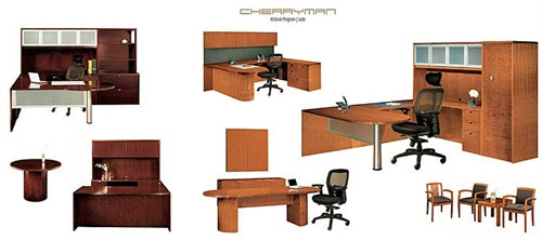 Cherryman Jade Computer Executive U Desk with Bowfront