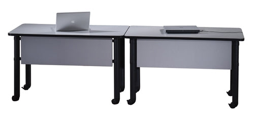 Training Classroom Tables By Maverick: Brushed Steel Post Legs w/ Casters  MMLEGTRSC