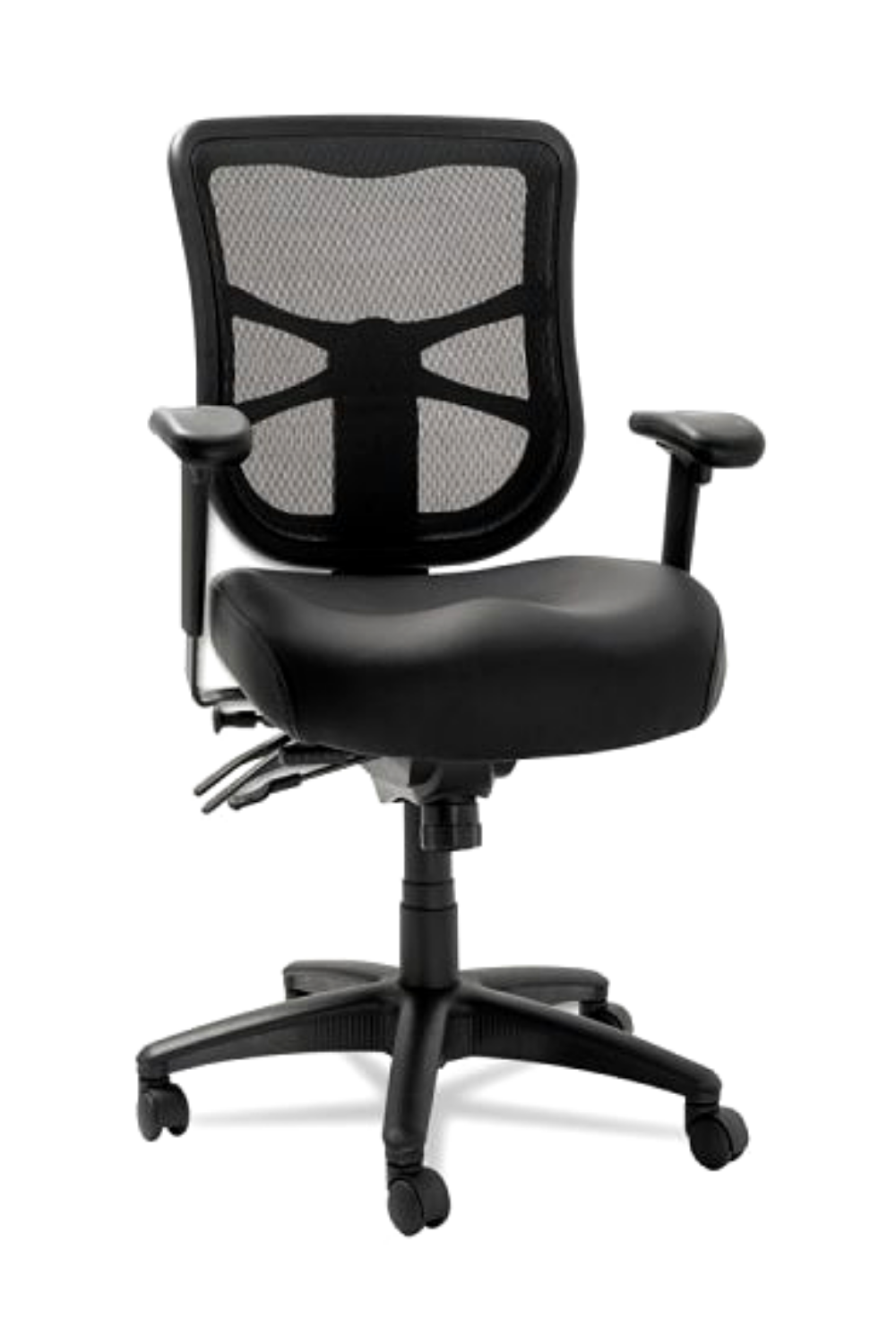 Studio Select Alera Elusion Series Mesh Mid Back Multifunction Chair Black Leather ALEEL4215