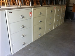 Row of Used Fireproof File Cabinets at SD Office Furniture
