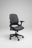 USED Steelcase Leap V2 Task Chair – Black Vinyl Ergonomic Office Chair