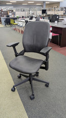 USED Steelcase Leap V2 Task Chair – Black Vinyl Ergonomic Office Chair