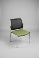 USED Modern Guest Chair – Mesh Back with Green Upholstered Seat