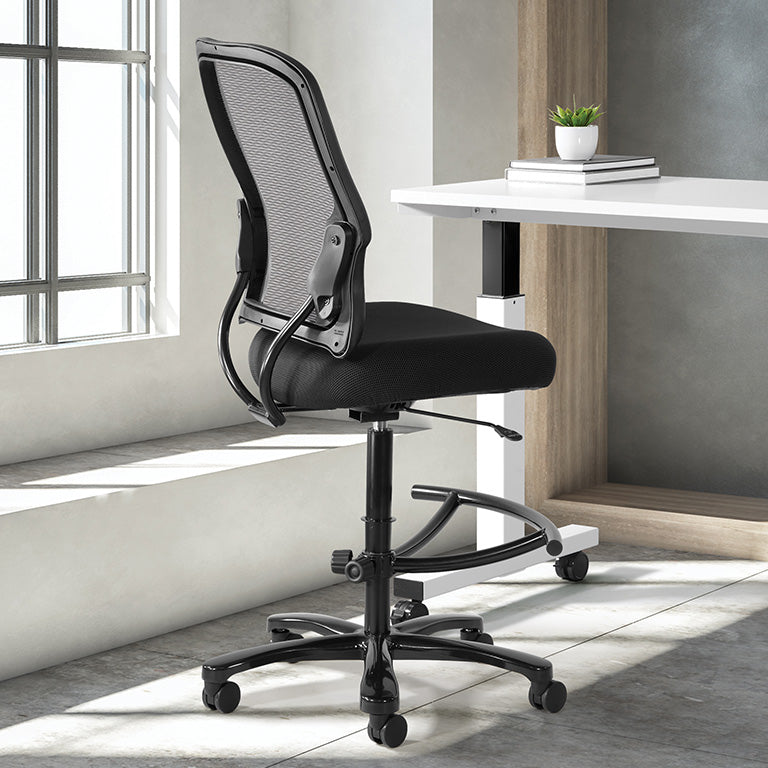 Office Star Products - Big Man's Dark AirGrid Back with Black Mesh Seat Double layer Seat Drafting Chair - 15-37A720D