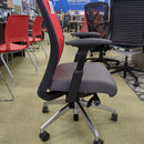 Seat on it Red Mesh Back and Gray Fabric Seat