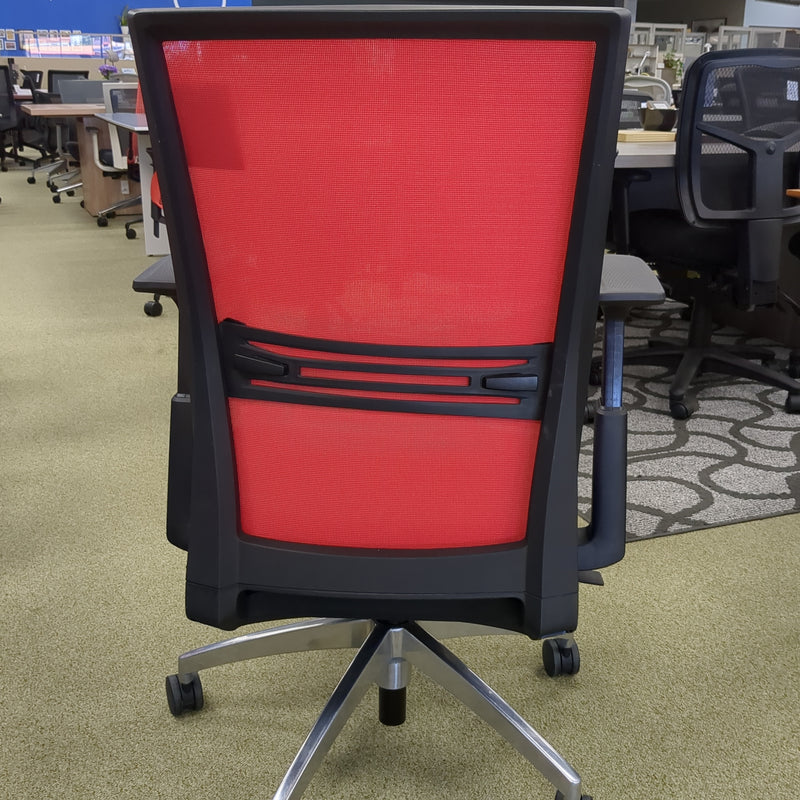 Seat on it Red Mesh Back and Gray Fabric Seat