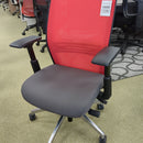 Seat on it Red Mesh Back and Gray Fabric Seat