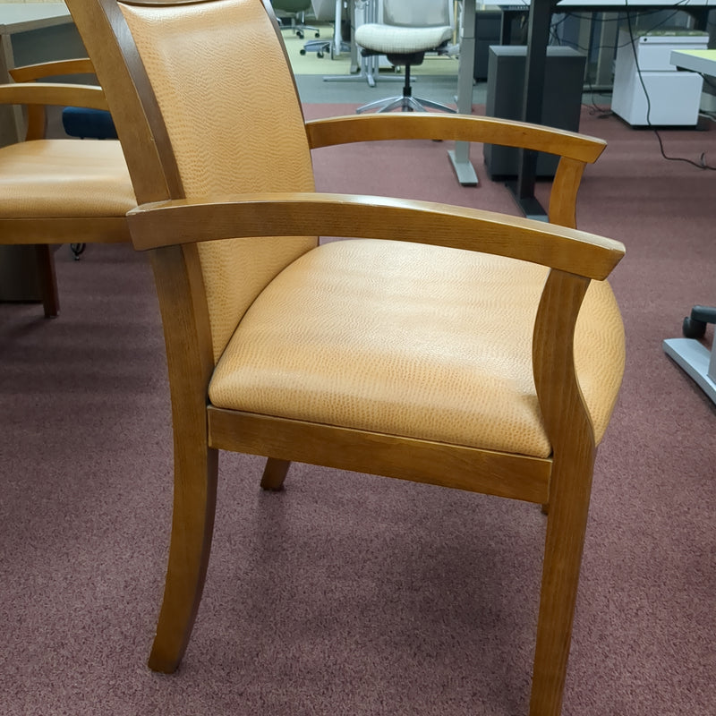 USED - Guest Executive Chair caramel leather chair with wood frame