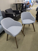 Used Modern Lounge Guest Chair – Light Gray Fabric with Wood Legs