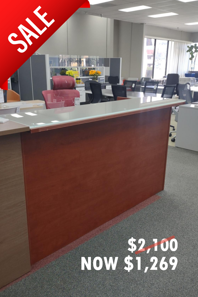 Reception Shell Desk with Glass Transaction and BFF-Ped