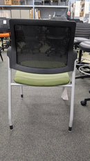 USED Modern Guest Chair – Mesh Back with Green Upholstered Seat