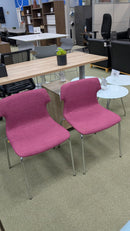Clearance Studio Series Tikal Four-Leg Chrome Armless Guest Chair. FINISH: Cranberry Fabric