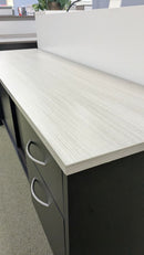 USED Credenza 72 Inch x 20 Inch – Black Base with Light Gray Top