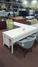 USED White L-Shaped Desk with Mobile Pedestal – 72" x 83"