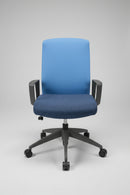 USED 9to5 Seating Neo Task Chair – Blue Mesh Back with Fixed Arms