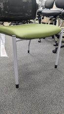 USED Modern Guest Chair – Mesh Back with Green Upholstered Seat