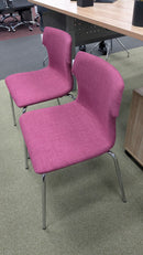 Clearance Studio Series Tikal Four-Leg Chrome Armless Guest Chair. FINISH: Cranberry Fabric
