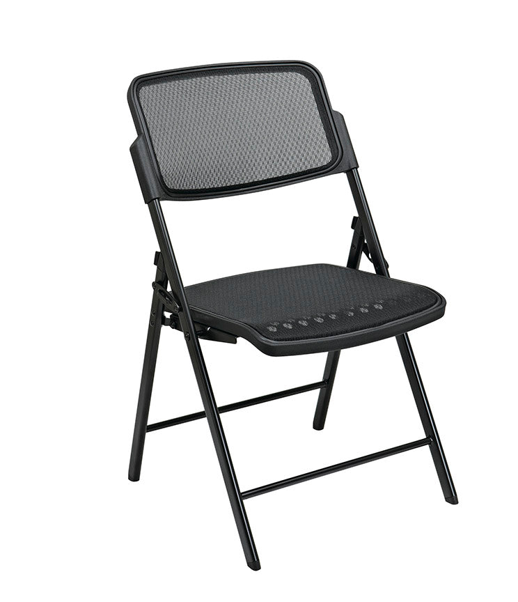 Pro Line II by Office Star Products DELUXE FOLDING CHAIR WITH BLACK PROGRID® SEAT AND BACK - 81308