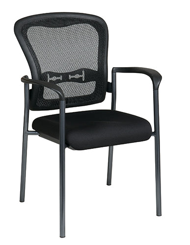 Pro Line II by Office Star Products TITANIUM FINISH VISITORS CHAIR WITH ARMS AND PROGRID® BACK - 84510-30