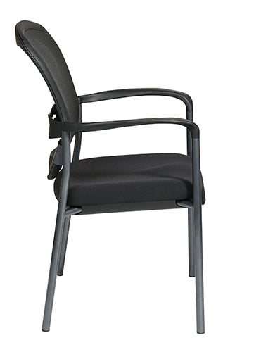 Pro Line II by Office Star Products TITANIUM FINISH VISITORS CHAIR WITH ARMS AND PROGRID® BACK - 84510-30