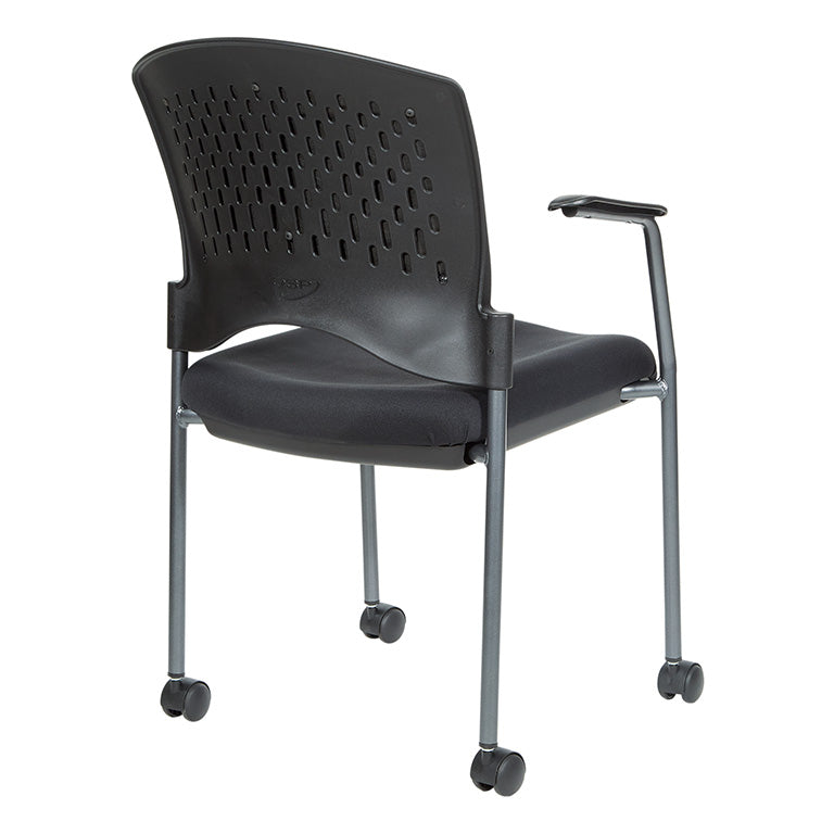 Pro Line II by Office Star Products TITANIUM FINISH ROLLING VISITORS CHAIR - 84740-30