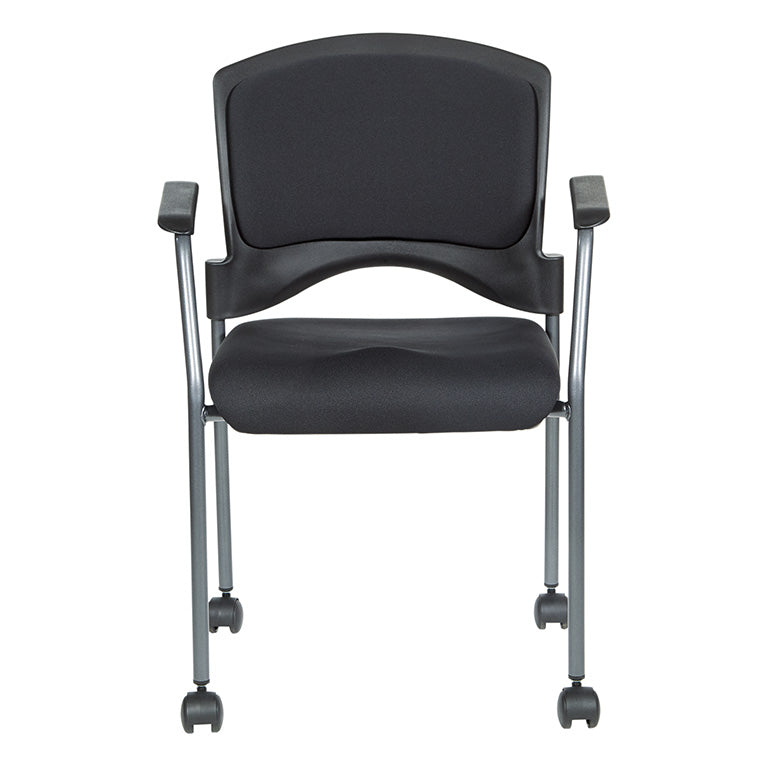 Pro Line II by Office Star Products TITANIUM FINISH ROLLING VISITORS CHAIR - 84740-30