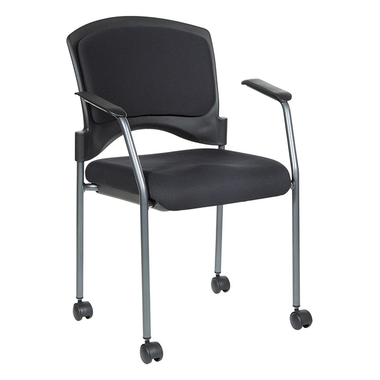 Pro Line II by Office Star Products TITANIUM FINISH ROLLING VISITORS CHAIR - 84740-30