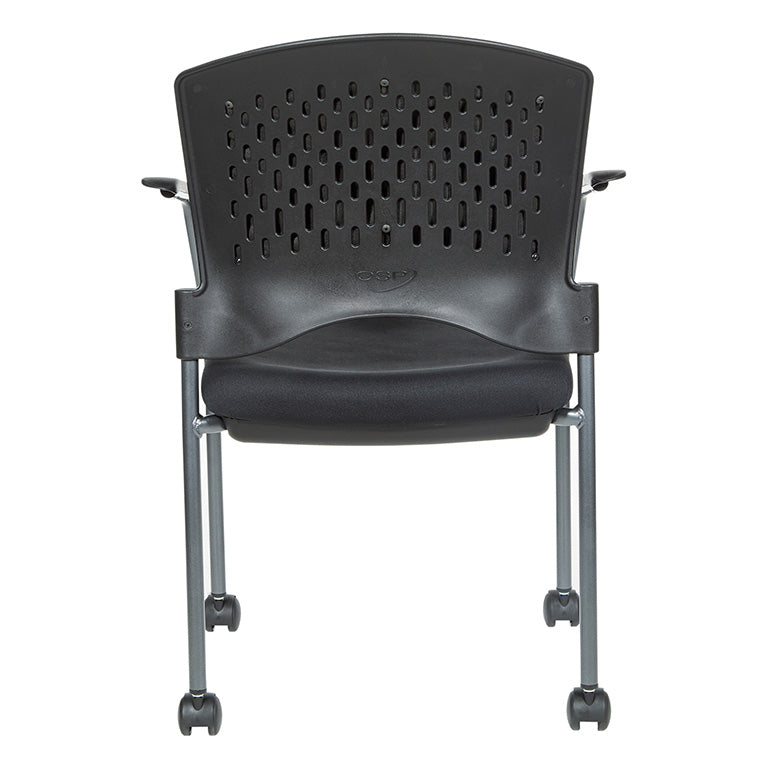 Pro Line II by Office Star Products TITANIUM FINISH ROLLING VISITORS CHAIR - 84740-30