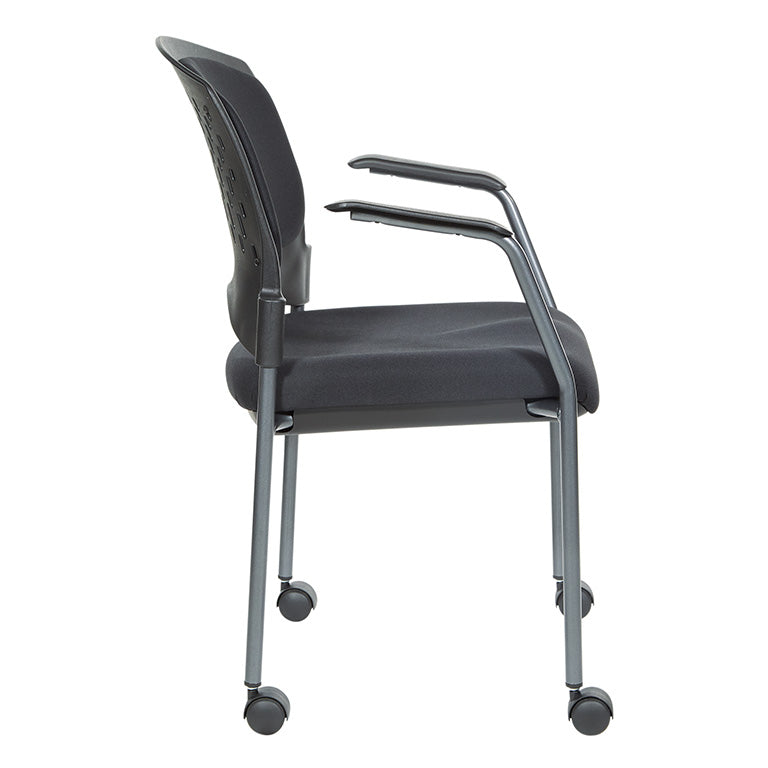 Pro Line II by Office Star Products TITANIUM FINISH ROLLING VISITORS CHAIR - 84740-30