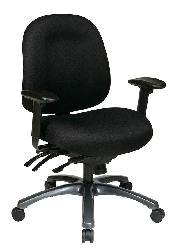 Pro Line II by Office Star Products MULTI-FUNCTION MID BACK CHAIR WITH SEAT SLIDER AND TITANIUM FINISH BASE - 8512