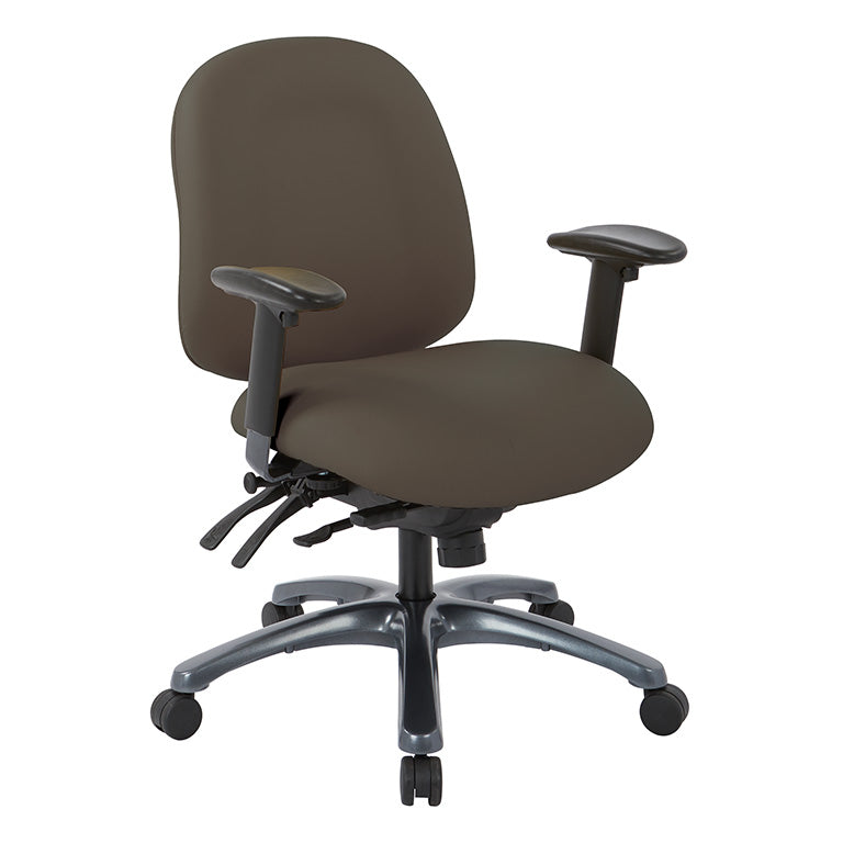 Pro Line II by Office Star Products MULTI-FUNCTION MID BACK CHAIR WITH SEAT SLIDER AND TITANIUM FINISH BASE - 8512