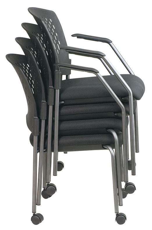 Titanium Finish Visitors Chair with Arms and Plastic Back by Office Star - 8610-30