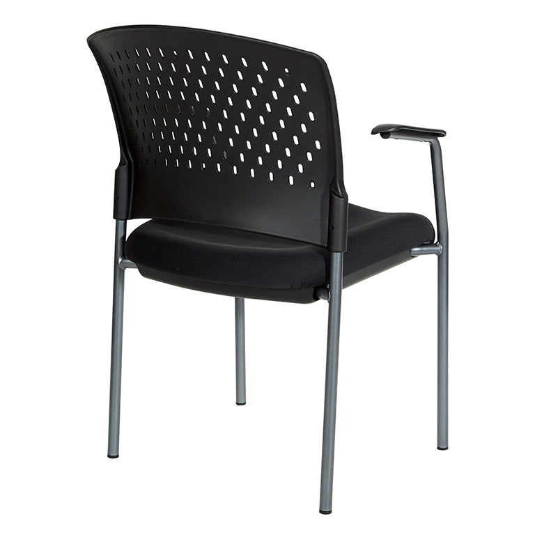 Pro Line II by Office Star Products TITANIUM FINISH VISITORS CHAIR WITH ARMS AND VENTILATED PLASTIC WRAP AROUND BACK - 8610R-30