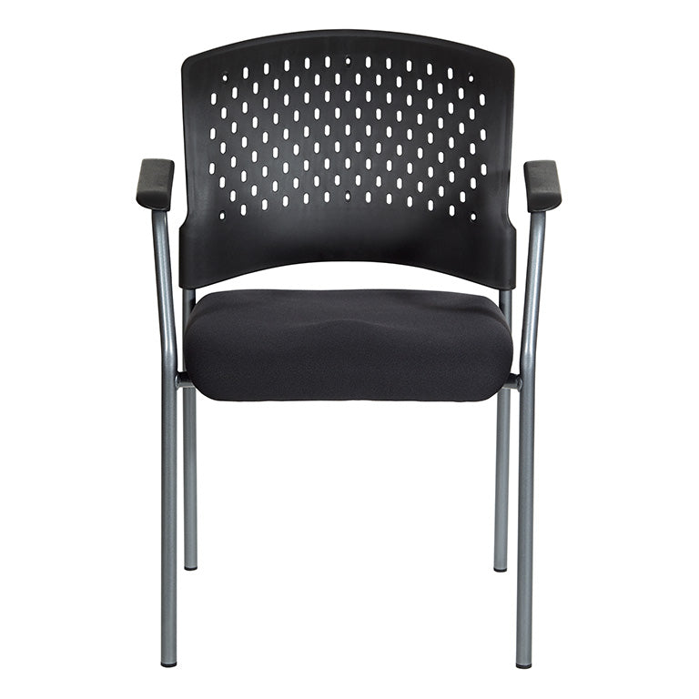 Pro Line II by Office Star Products TITANIUM FINISH VISITORS CHAIR WITH ARMS AND VENTILATED PLASTIC WRAP AROUND BACK - 8610R-30