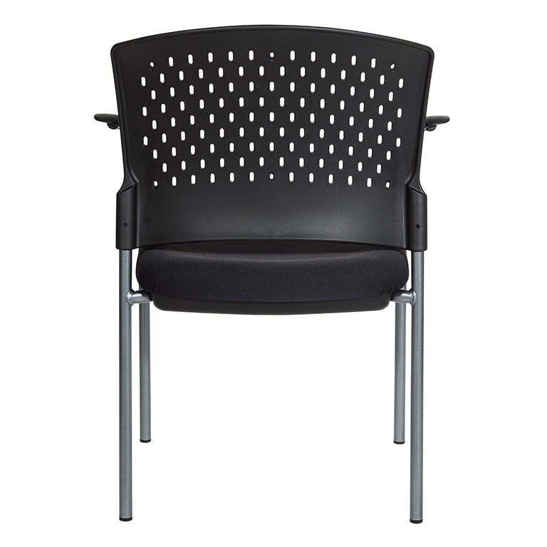 Pro Line II by Office Star Products TITANIUM FINISH VISITORS CHAIR WITH ARMS AND VENTILATED PLASTIC WRAP AROUND BACK - 8610R-30