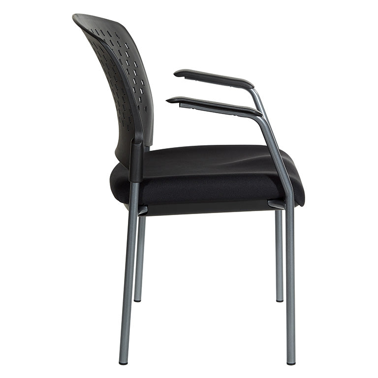 Pro Line II by Office Star Products TITANIUM FINISH VISITORS CHAIR WITH ARMS AND VENTILATED PLASTIC WRAP AROUND BACK - 8610R-30