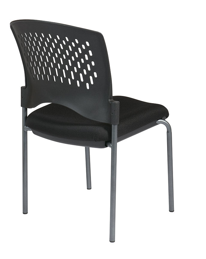 Titanium Finish Armless Visitors Chair w/ Ventilated Plastic Wrap Around Back by Office Star - 8620-30