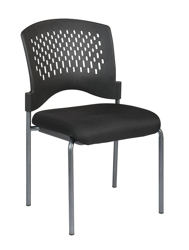 Titanium Finish Armless Visitors Chair w/ Ventilated Plastic Wrap Around Back by Office Star - 8620-30