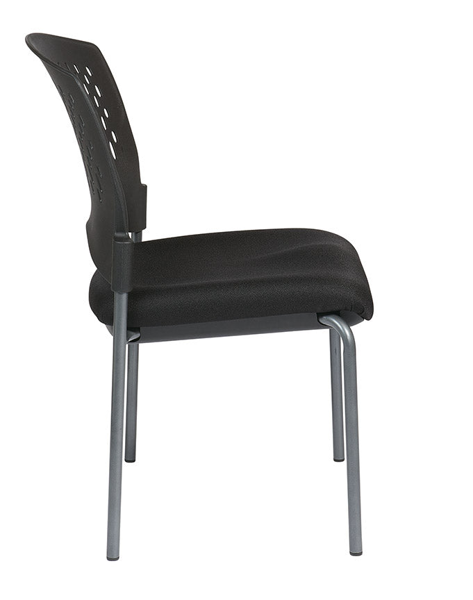 Titanium Finish Armless Visitors Chair w/ Ventilated Plastic Wrap Around Back by Office Star - 8620-30