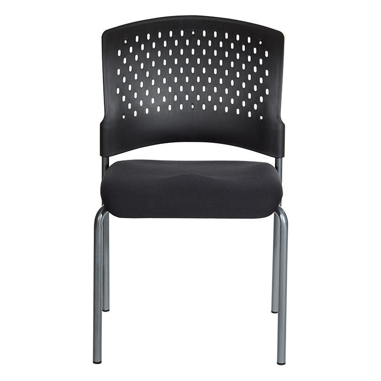 Pro Line II by Office Star Products TITANIUM FINISH ARMLESS VISITORS CHAIR WITH VENTILATED PLASTIC WRAP AROUND BACK - 8620R-30