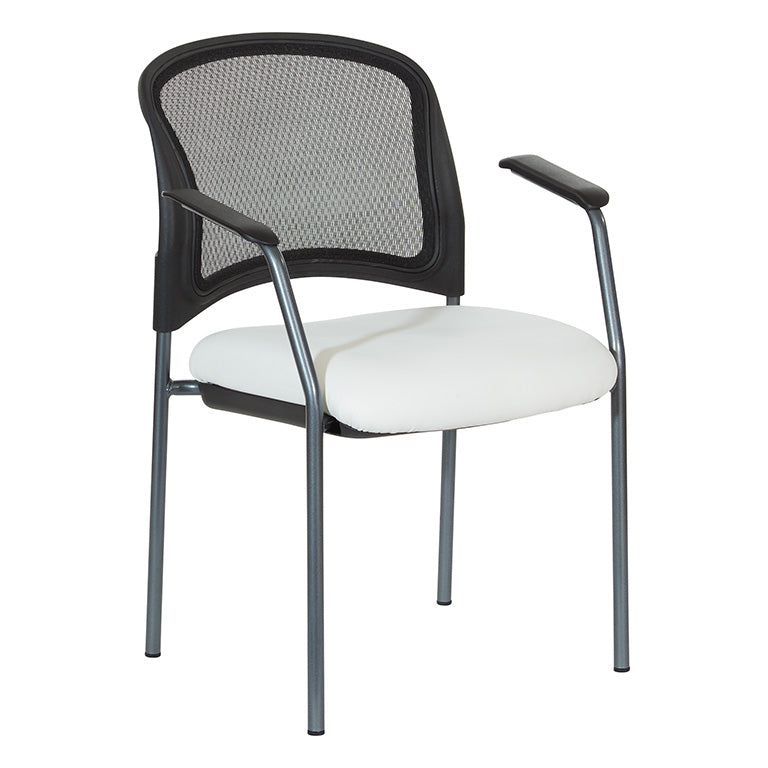 Pro Line II by Office Star Products PROGRID CONTOUR BACK TITANIUM FINISH VISTORS CHAIR WITH ARMS - 86710R