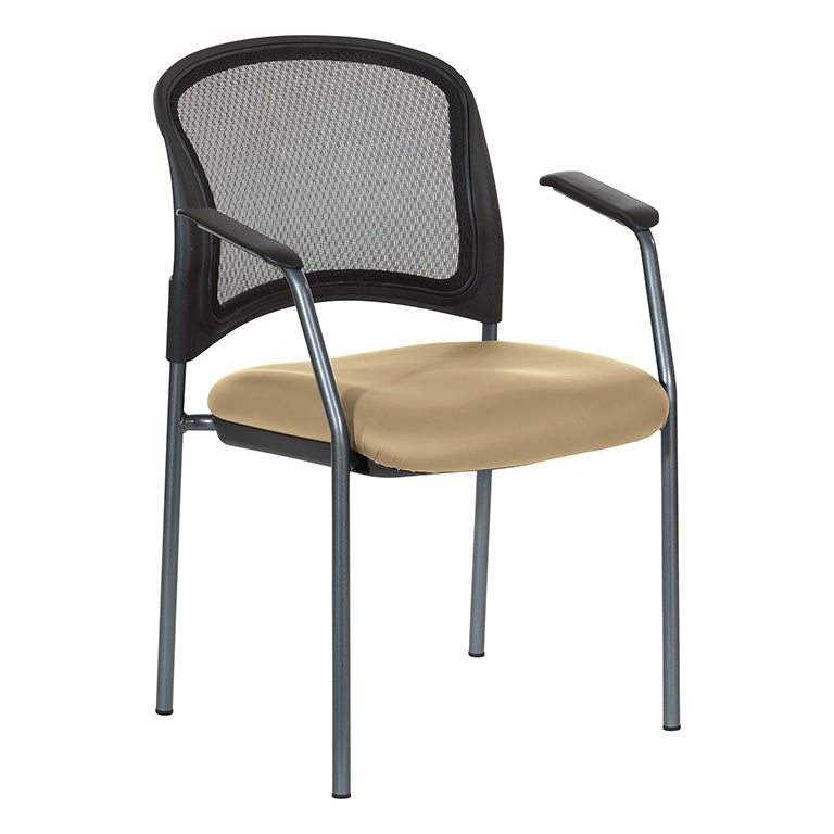 Pro Line II by Office Star Products PROGRID CONTOUR BACK TITANIUM FINISH VISTORS CHAIR WITH ARMS - 86710R
