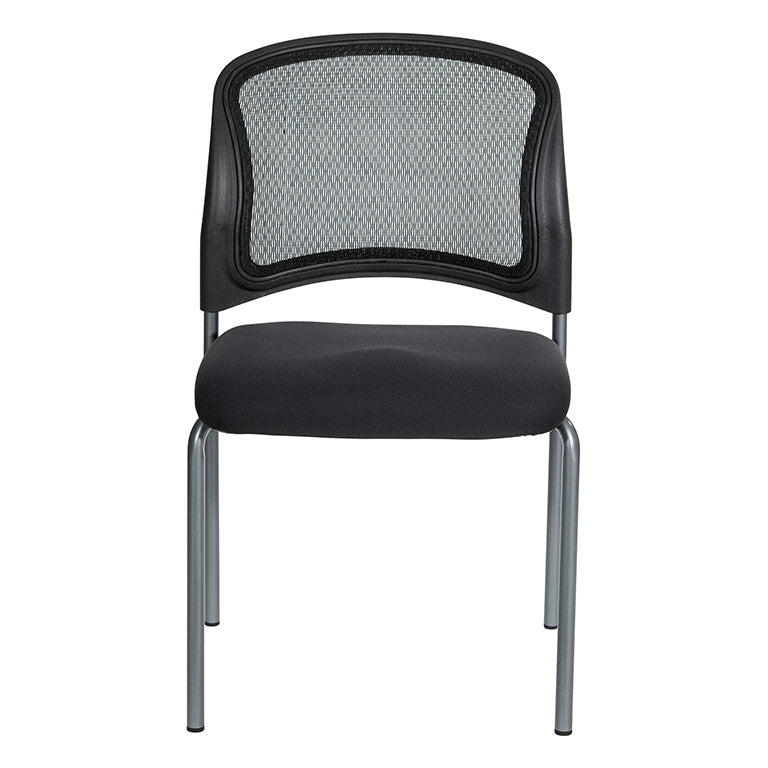 Pro Line II by Office Star Products TITANIUM FINISH BLACK VISITORS CHAIR WITH PROGRID BACK AND STRAIGHT LEGS - 86724R-30