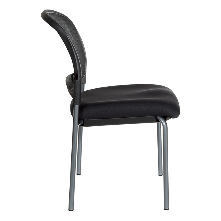 Pro Line II by Office Star Products TITANIUM FINISH BLACK VISITORS CHAIR WITH PROGRID BACK AND STRAIGHT LEGS - 86724R-30