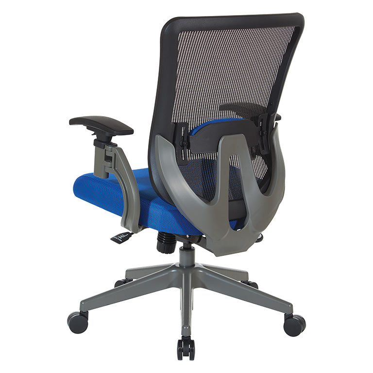 Office Star Products - Grey Vertical Mesh Back Manager's Chair with Blue Mesh Seat - 889-7TG1N4421G